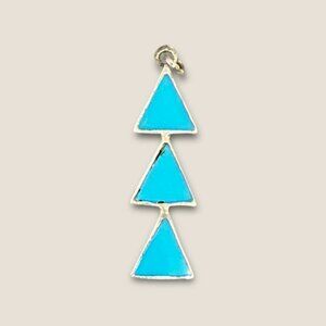 Vintage Sterling Silver Pendant With Turquoise Enamel Triangle Design